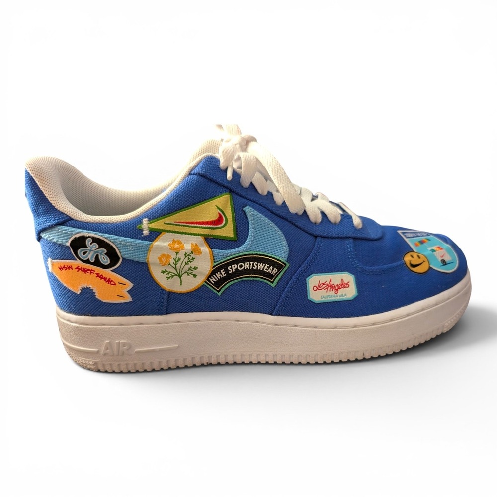 Nike Air Force One 07 LA Dodgers Lakers Patchwork Special Release Blue Women 9.5 - Picture 1 of 12